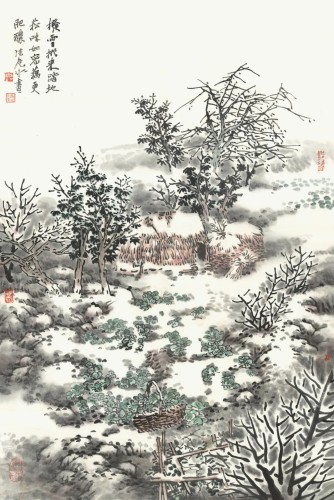 四時田園雜興-冬日七（撥雪挑來踏地菘）2024年 68×46cm